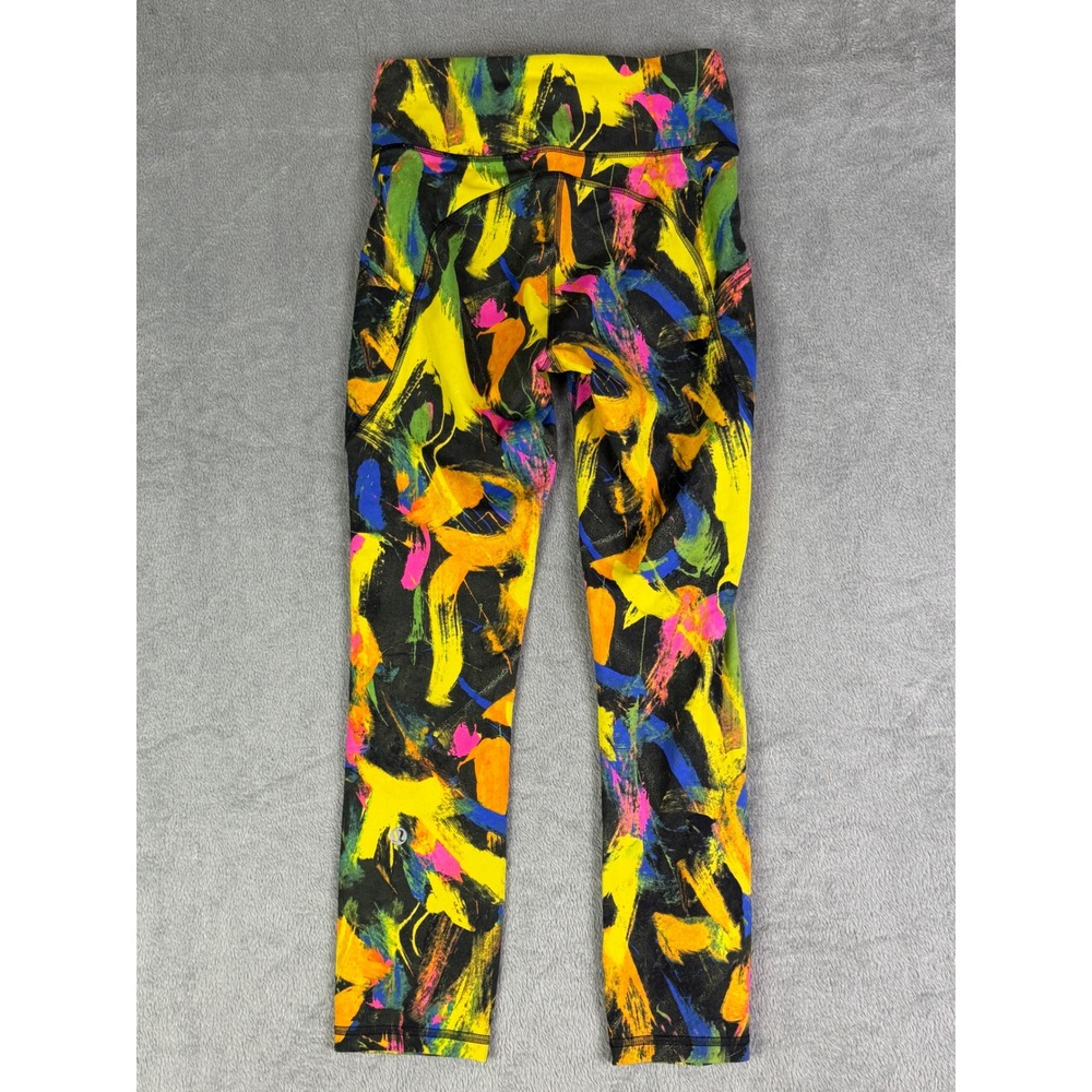 Lululemon Fast and Free High-Rise Crop 24" Brushstroke Paint Multi Yellow Pink 4